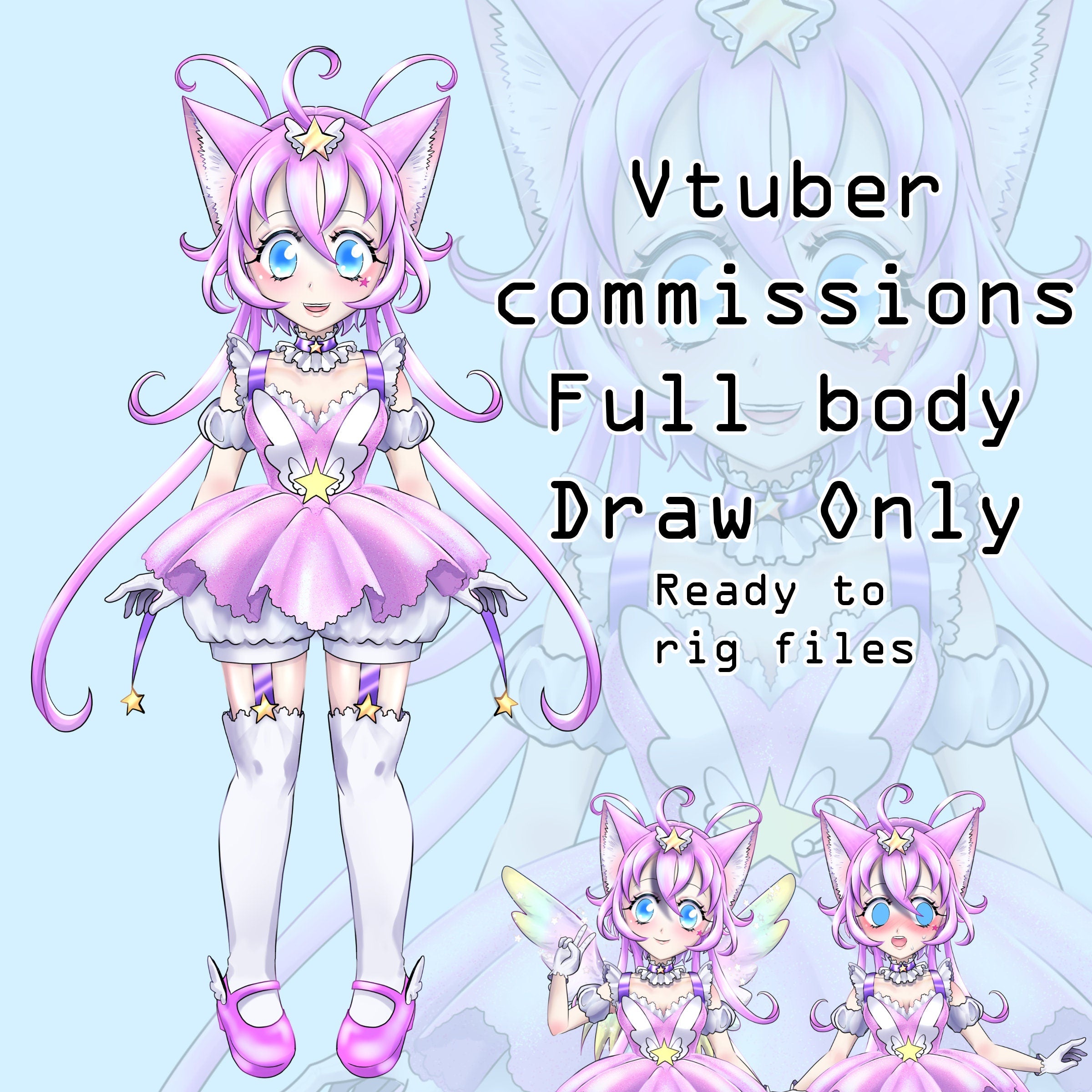 VTuber model LIVE2D commission Full body Drawing Art only ready to rig in LIVE 2D custom made anime avatar for gaming / streaming