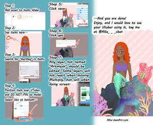Digital download Live2d animated and tracked mermaid tail assets / items