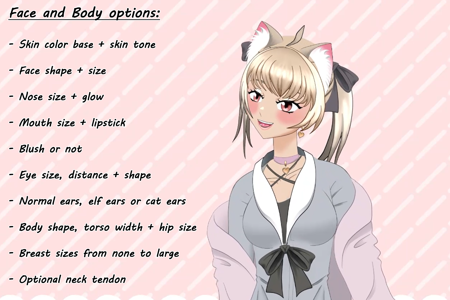 Customizable premade LIVE2D half body model - fully rigged & ready to use - Infinite combinations for body shape, face, clothes etc.