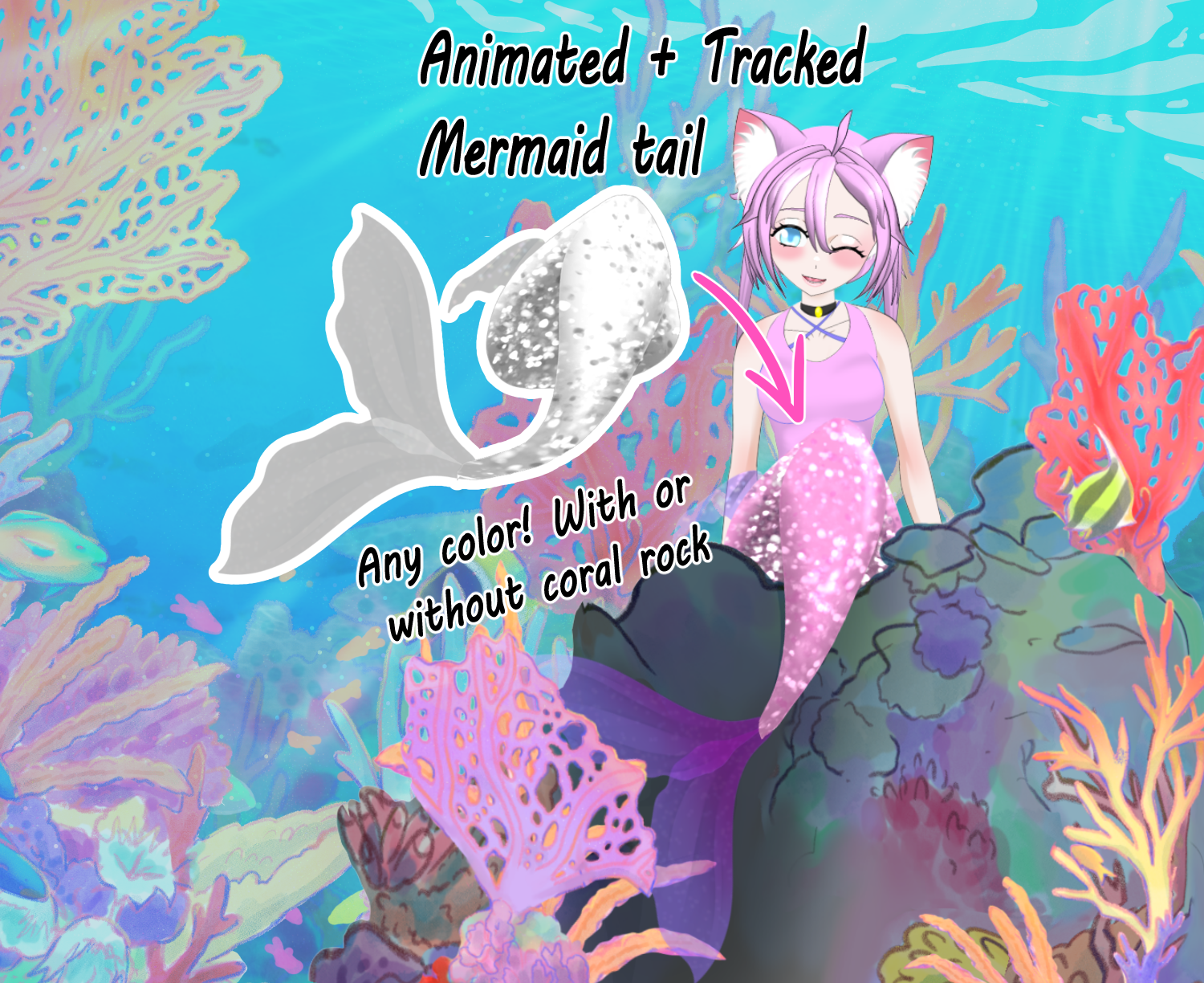 Digital download Live2d animated and tracked mermaid tail assets / items