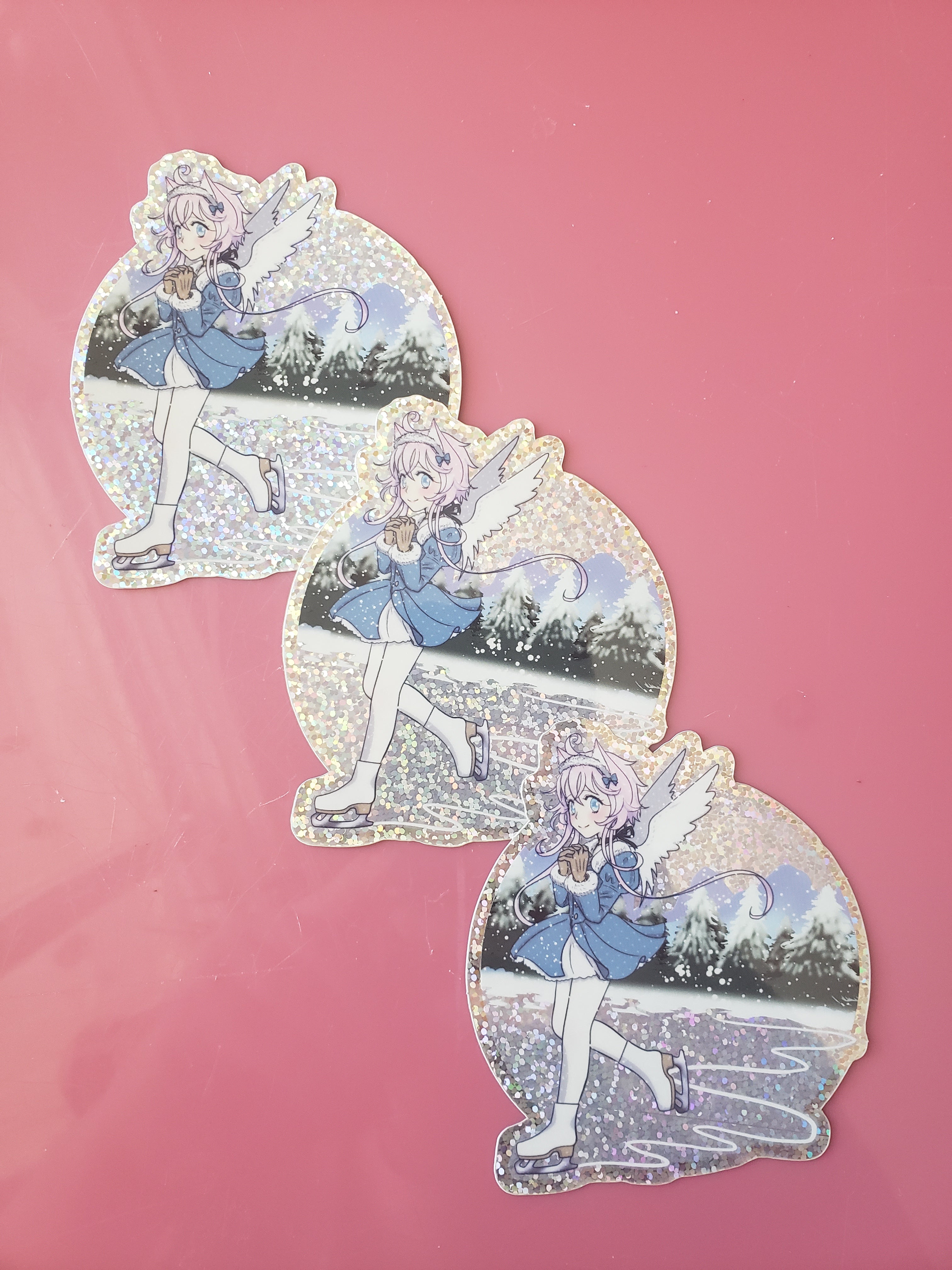 Snow angel Magical Princess Sky iceskating glitter vinyl sticker 3 inch