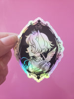 Load image into Gallery viewer, Magical Princess Sky cameo holographic vinyl sticker 3 inch
