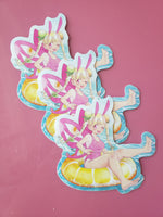 Load image into Gallery viewer, Fruit Punch summertime swimsuit moth fairy sticker 4 inch waterproof vinyl sticker
