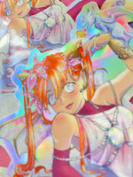Load image into Gallery viewer, Opal birthstone fairy vinyl holographic sticker 5.6 x 4.5 inches
