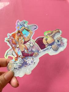 Opal birthstone fairy vinyl holographic sticker 5.6 x 4.5 inches