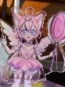 Magical girl angel sitting on the moon gold glitter acrylic charm