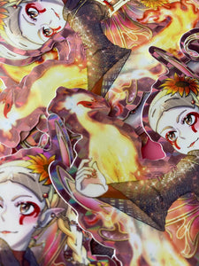 large 5 x 4 Holographic vinyl sticker - Garnet January phoenix sunflower armor gemstone birthstone farie fantasy manga anime art