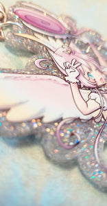 Magical Princess 3 inch arcylic Glitter charm keychain