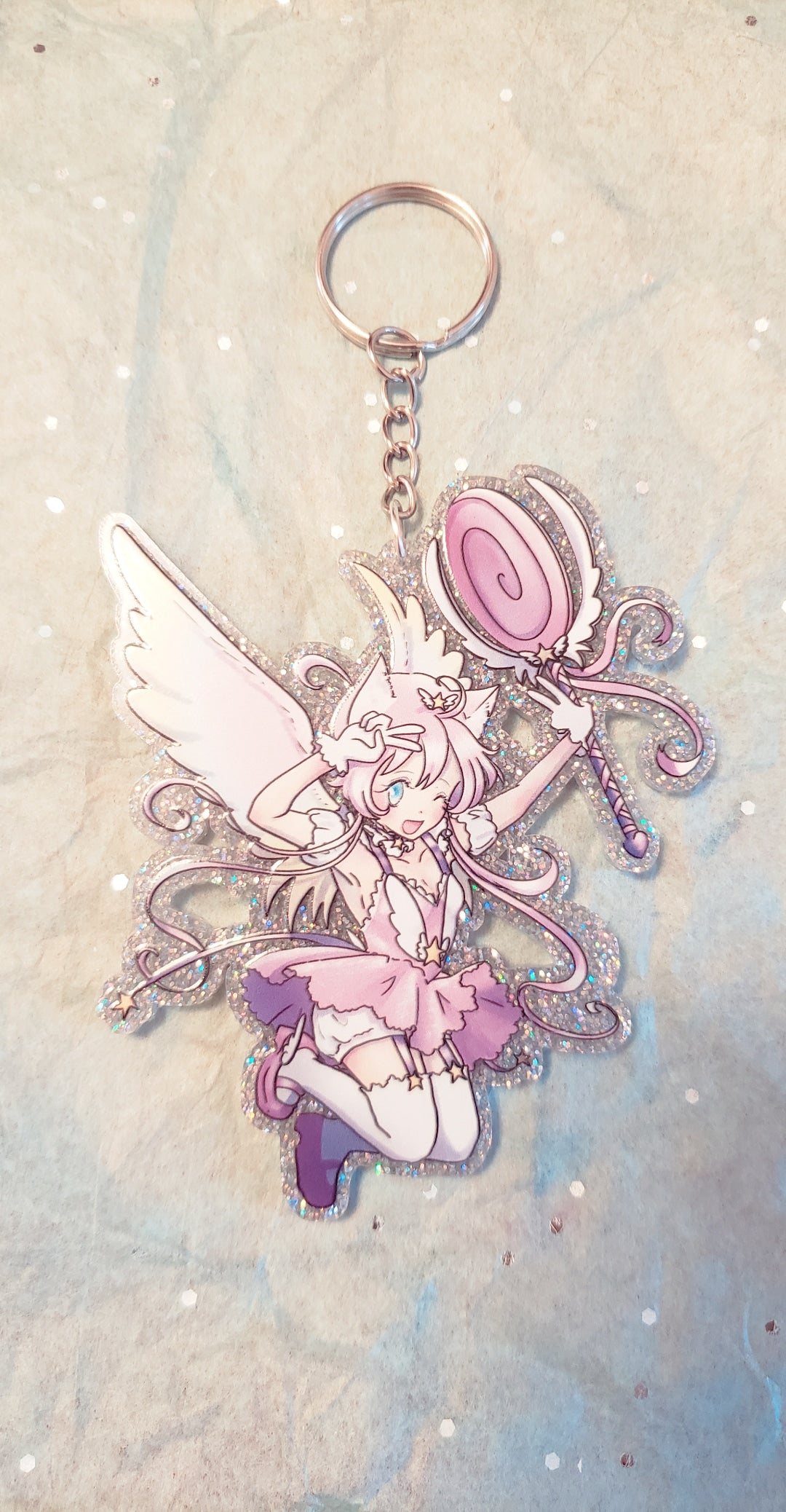 Magical Princess 3 inch arcylic Glitter charm keychain