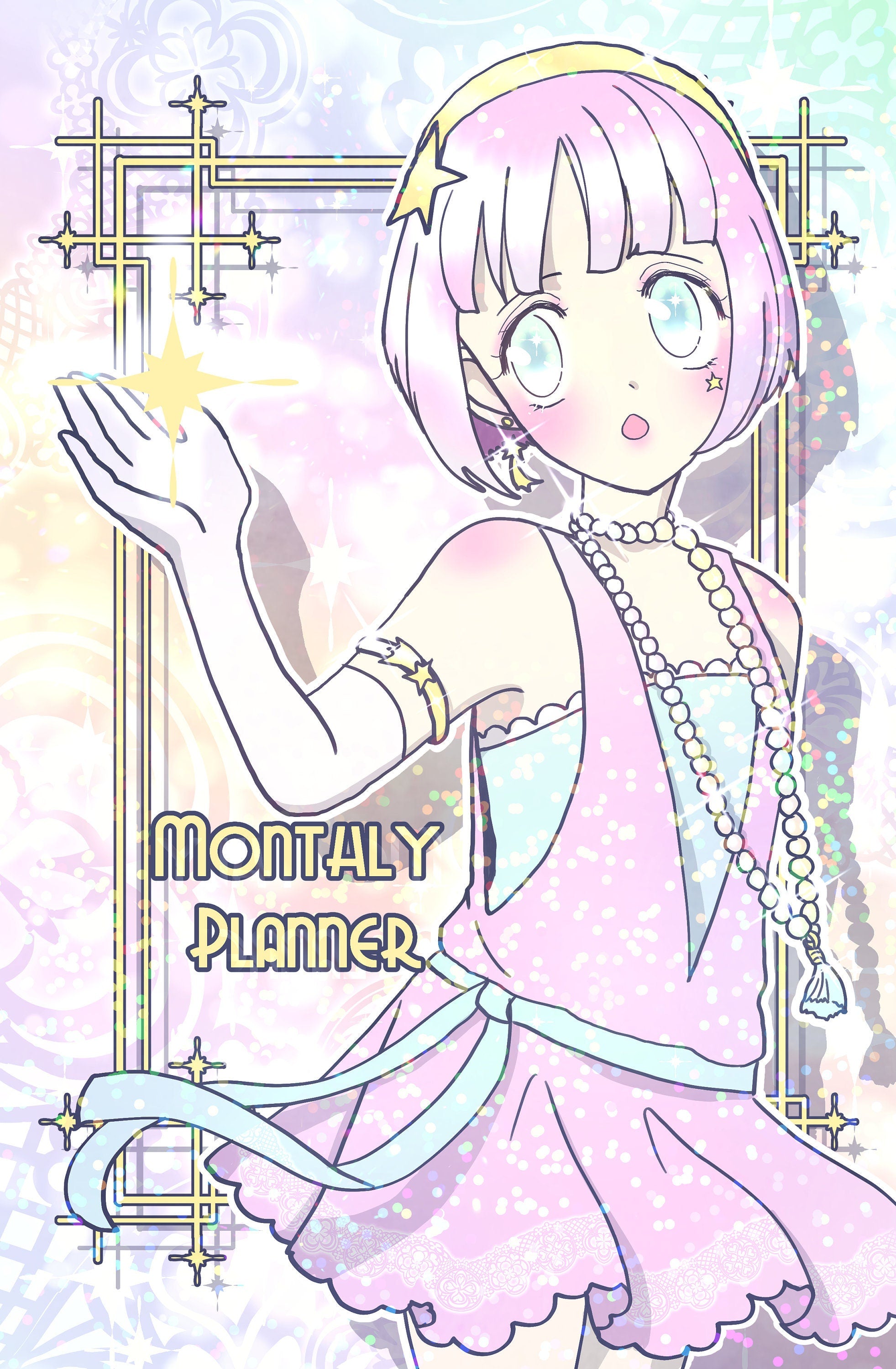 Kawaii 1920's Monthly Planner / calendar- kawaii, pastel, manga, 1920s, Art deco, flapper girls theme.