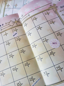 Kawaii 1920's Monthly Planner / calendar- kawaii, pastel, manga, 1920s, Art deco, flapper girls theme.
