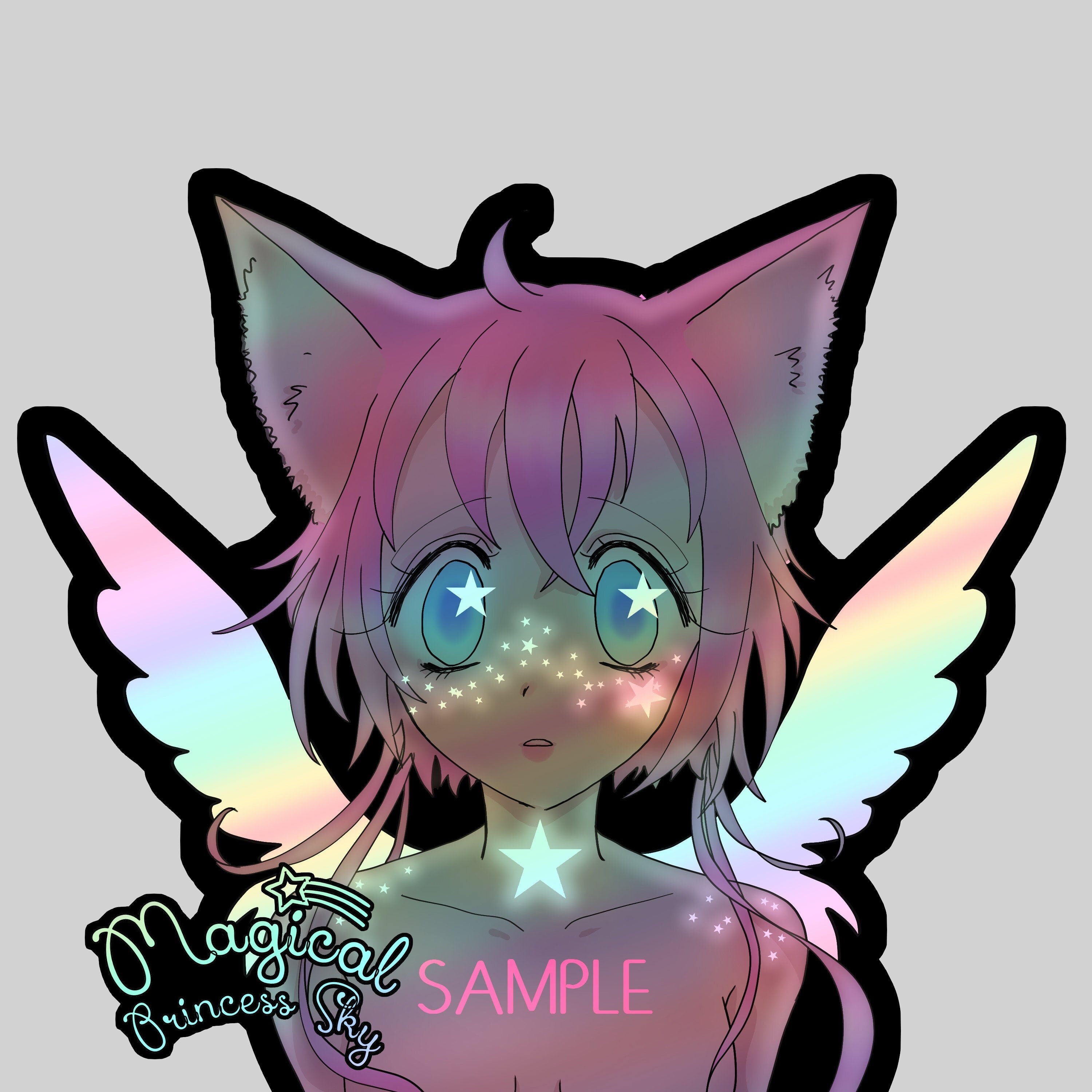 Magical Princess Sky 3 x 2.68 holographic vinyl sticker