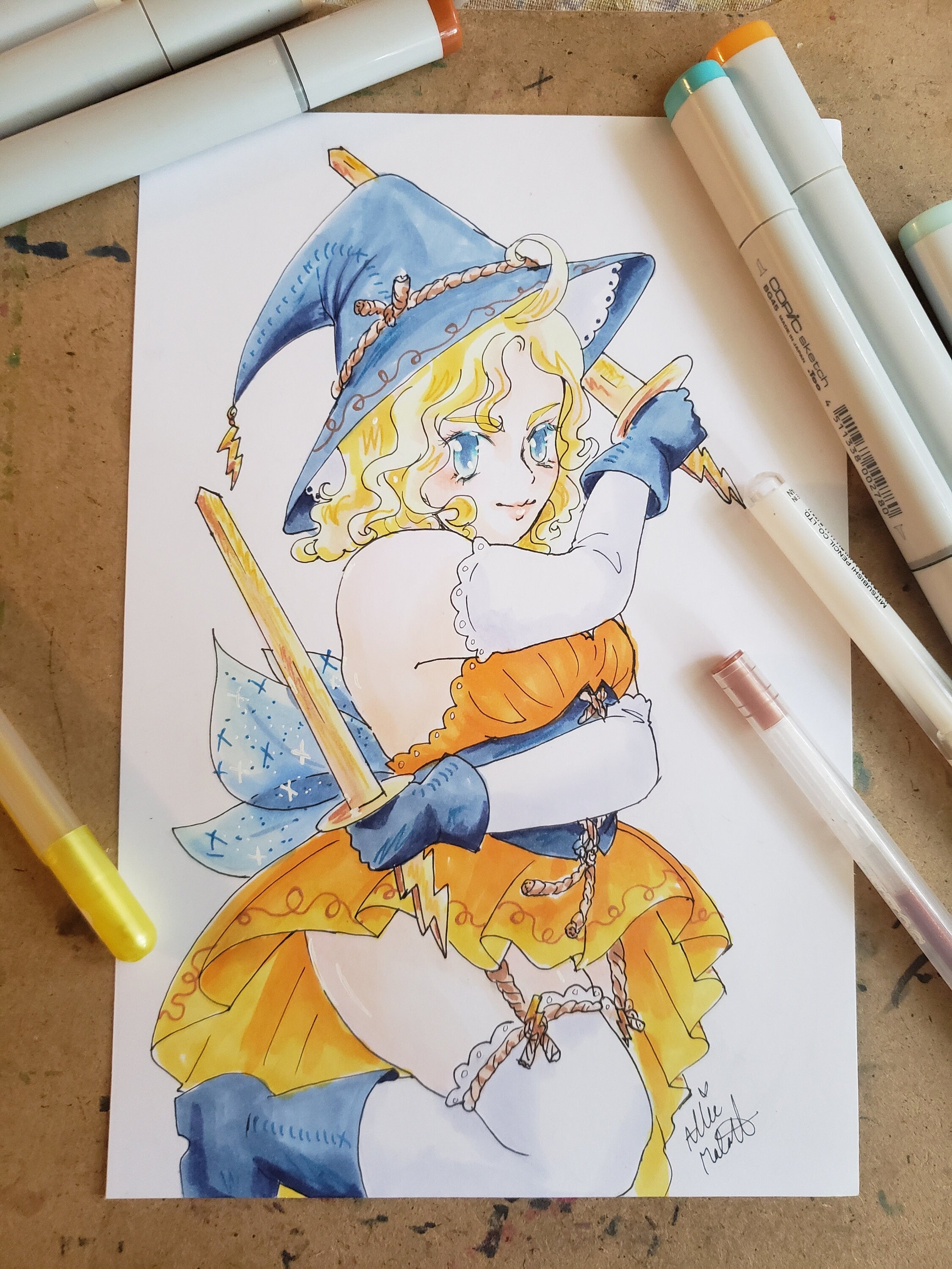 Become a magical girl! Portrait commission, manga / anime art style with copic markers