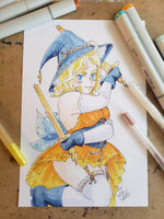 Load image into Gallery viewer, Become a magical girl! Portrait commission, manga / anime art style with copic markers

