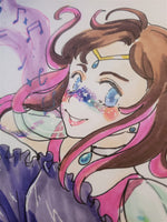 Load image into Gallery viewer, Become a magical girl! Portrait commission, manga / anime art style with copic markers
