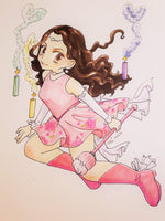 Load image into Gallery viewer, Become a magical girl! Portrait commission, manga / anime art style with copic markers
