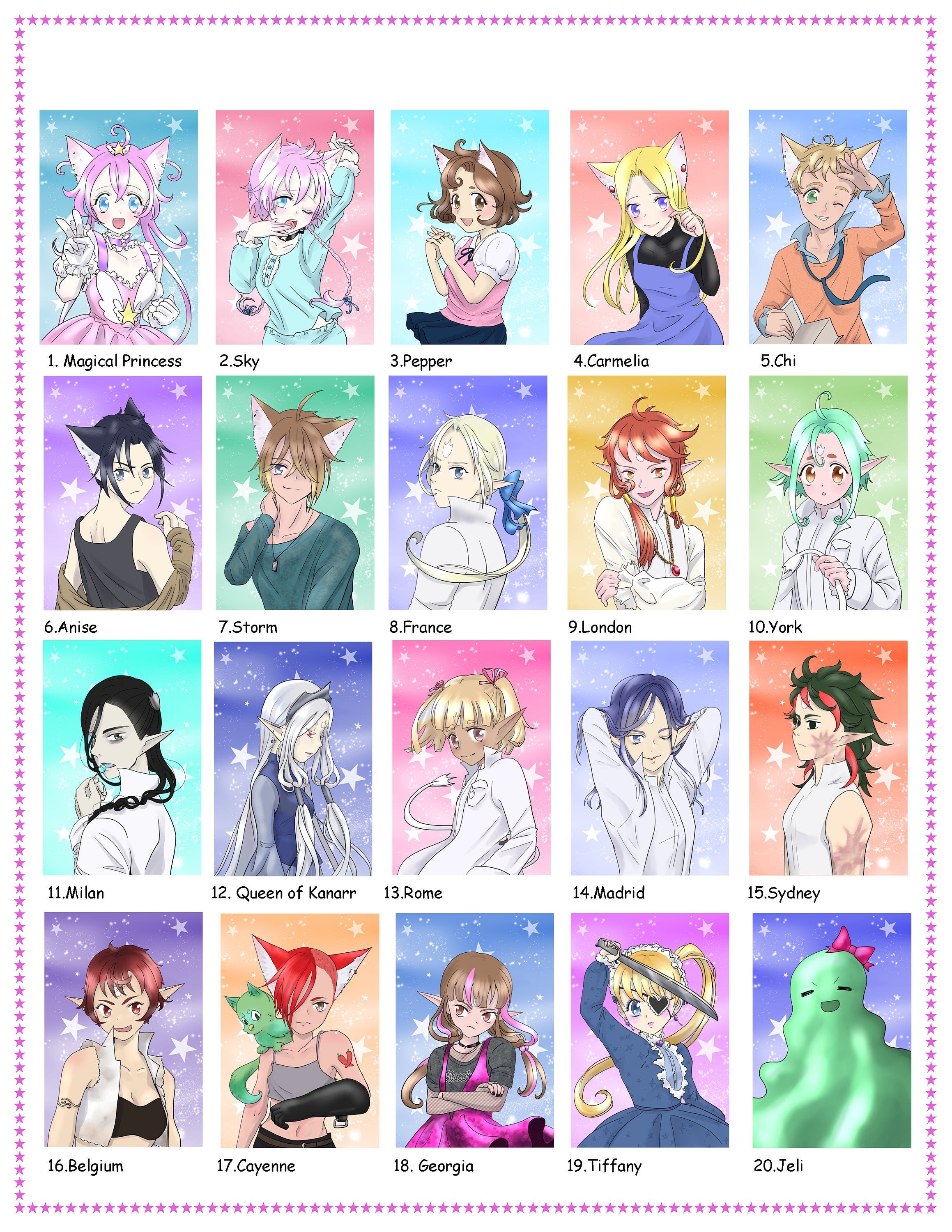Magical Princess Sky character portrait flake paper stickers original manga merch