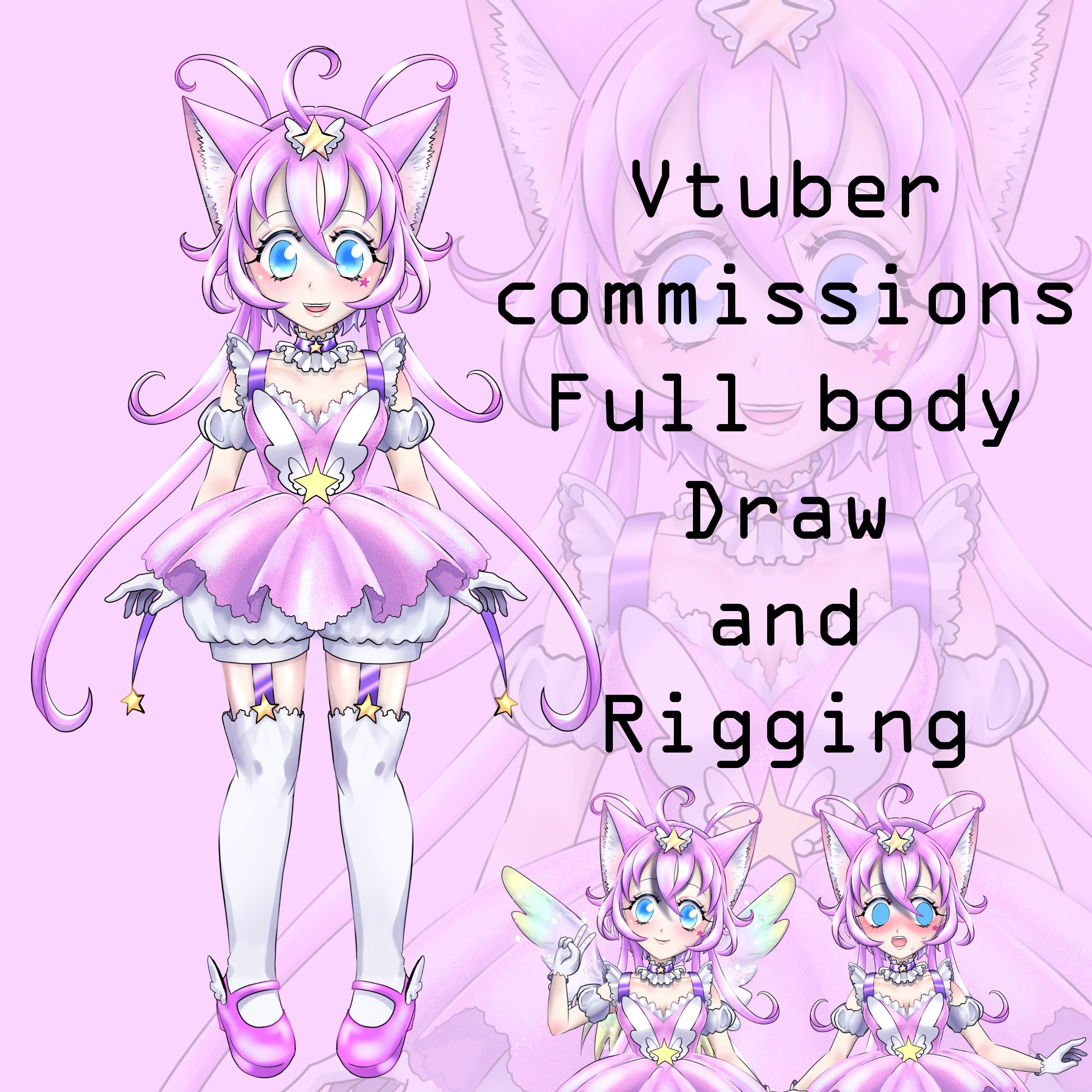 VTuber model LIVE2D commission Full body Drawing + Rigging in LIVE 2D custom made anime avatar for gaming / streaming