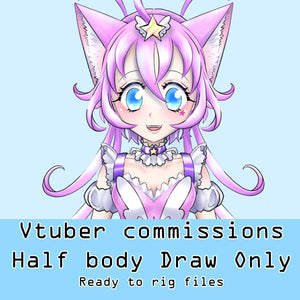 VTuber model LIVE2D commission Half body Drawing Art only ready to rig in LIVE 2D custom made anime avatar for gaming / streaming