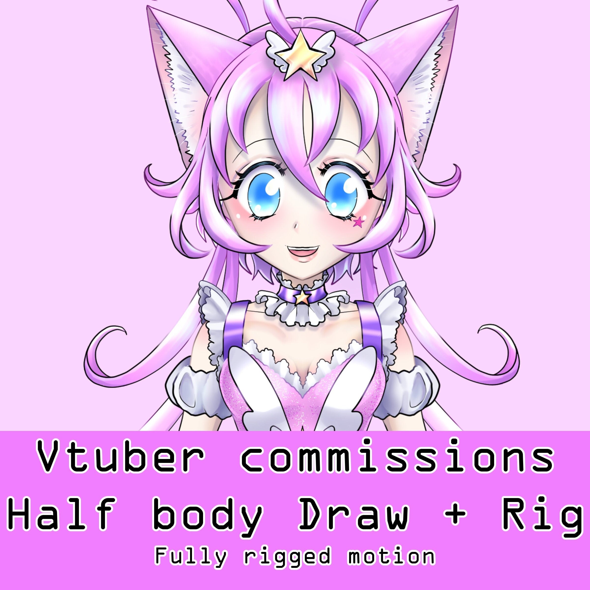 VTuber model LIVE2D commission half body Drawing + Rigging in LIVE 2D custom made anime avatar for gaming / streaming