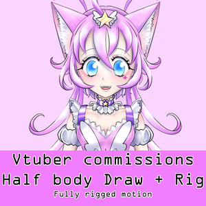 VTuber model LIVE2D commission half body Drawing + Rigging in LIVE 2D custom made anime avatar for gaming / streaming