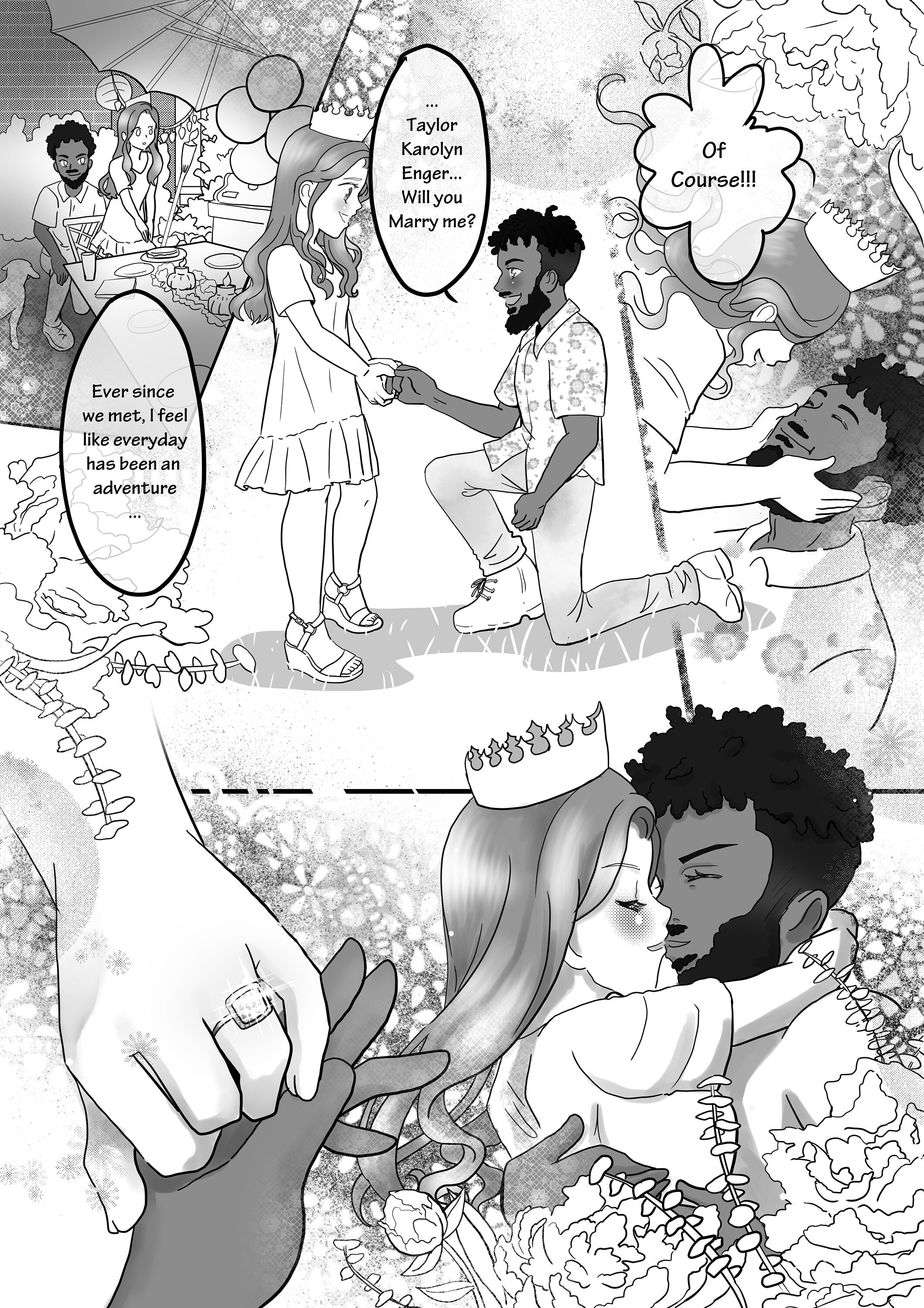 Custom wedding love story manga comic page commission
